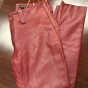 Lamb Leather RockandBlue Red Ankle Pants